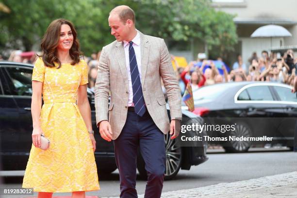 Catherine, Duchess of Cambridge and Prince William, Duke of Cambridge arrive for a visit of the German Cancer Research Center on the second day of...