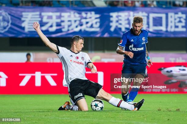 Besiktas Istambul Defender Matej Mitrovic trips up with FC Schalke Forward Guido Burgstaller during the Friendly Football Matches Summer 2017 between...