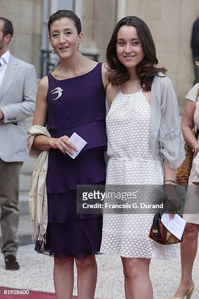 Franco-Colombian politician and former hostage Ingrid Betancourt and her daughter Melanie Betancourt arrive at the Elysee palace, where Ingrid will...