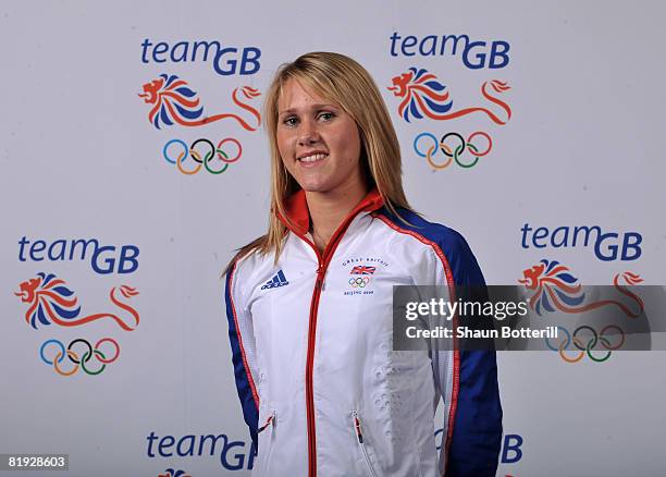 Portrait of Jemma Lowe, a member of the Swimming team at the National Exhibition Centre on July 14, 2008 in Birmingham, England.