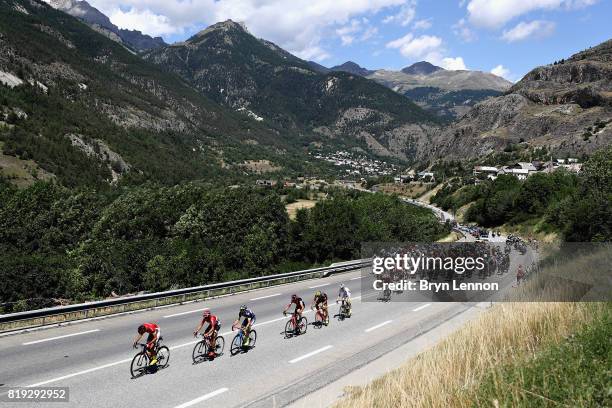Daniel Navarro Garcia of Spain riding for Confidis, Solutions Credits leads the field on stage eighteen of the 2017 Tour de France, a 179.5km stage...