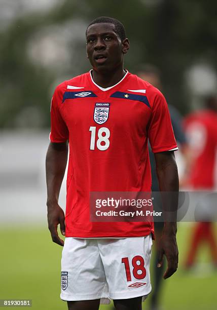 Temitope Obadeyi of England during the UEFA European U19 Championship Group B match between Czech Republic and England at the Jablonec n.N stadium on...