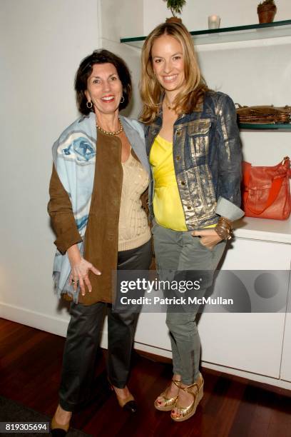 Pamela Fiori and Coralie Charriol attend CHARRIOL LUNCHEON TO PREVIEW HER NEW HANDBAG COLLECTION C.LILI at the Hudson Hotel on June 09, 2010 in New...