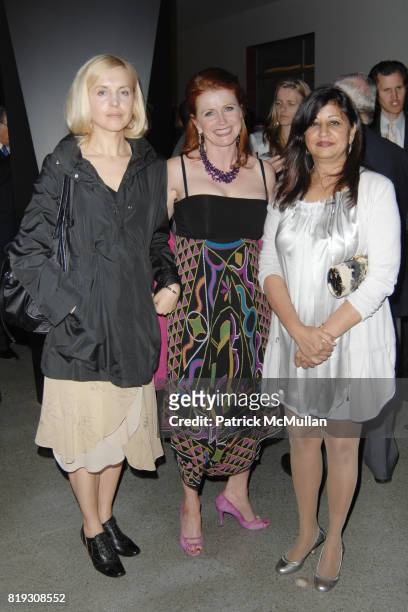 Lena Herzog, Jodie Evans and Lekha Singh attend The 25th Annual LACMA Collectors Committee Weekend - Collectors Committee Gala Dinner, Live Auction,...