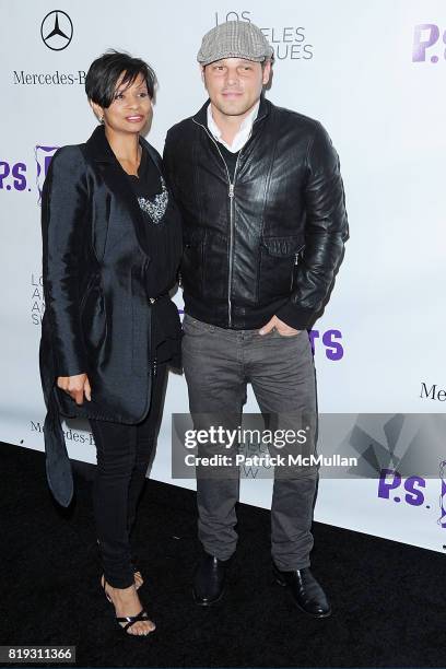 Keisha Chambers and Justin Chambers attend Opening Night Preview Party Of the LA Antique Show Benefiting P.S. ARTS at Barker Hangar on April 21, 2010...