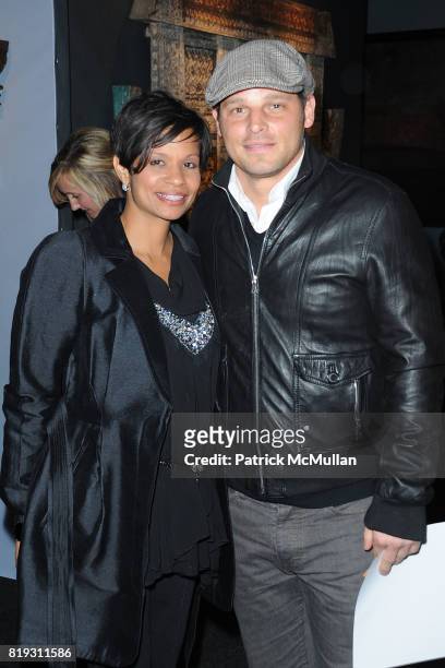 Keisha Chambers and Justin Chambers attend Opening Night Preview Party Of the LA Antique Show Benefiting P.S. ARTS at Barker Hangar on April 21, 2010...