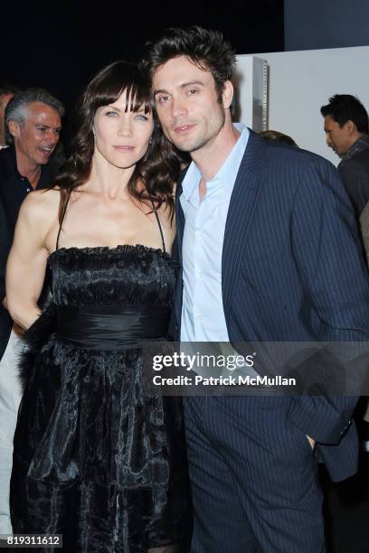 Stacy Haiduk and Daniel Goddard attend Opening Night Preview Party Of the LA Antique Show Benefiting P.S. ARTS at Barker Hangar on April 21, 2010 in...