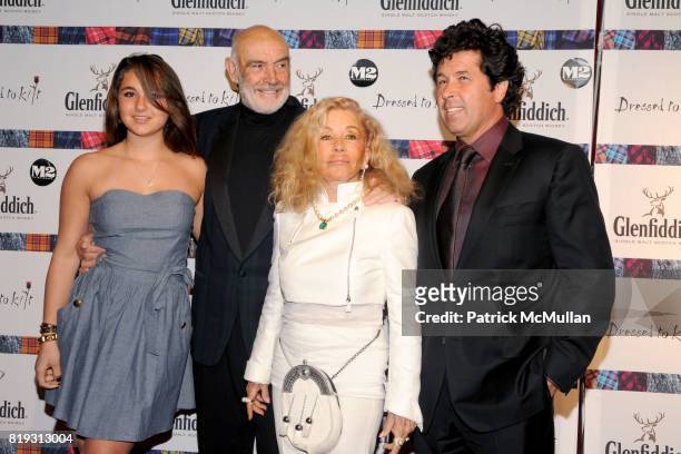 Sean Connery, Micheline Roquebrune-Connery and Stephane Connery attend GLENFIDDICH Presents DRESSED TO KILT at M2 Ultra Lounge on April 5, 2010 in...