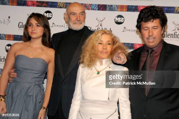 Sean Connery, Micheline Roquebrune-Connery and Stephane Connery attend GLENFIDDICH Presents DRESSED TO KILT at M2 Ultra Lounge on April 5, 2010 in...