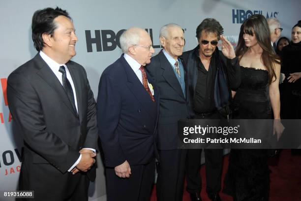 Len Amato, Mayer Morganroth, Dr. Jack Kevorkian, Al Pacino and Lucila Sola attend HBO Films NYC Premiere of "YOU DON'T KNOW JACK" at The Ziegfeld...
