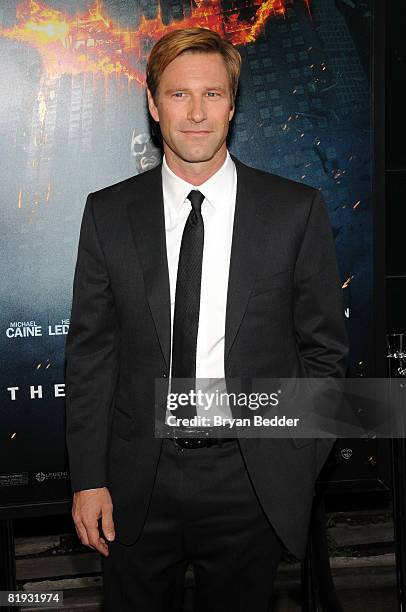 Actor Aaron Eckhart arrives at the world premiere of "The Dark Knight" at AMC Loews Lincoln Square - IMAX on July 14, 2008 in New York City.