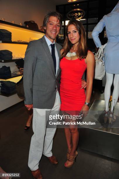 Stephen Gaghan and Minnie Mortimer attend MINNIE MORTIMER Spring 2010 Collection Launch at SCOOP NYC on April 8, 2010.