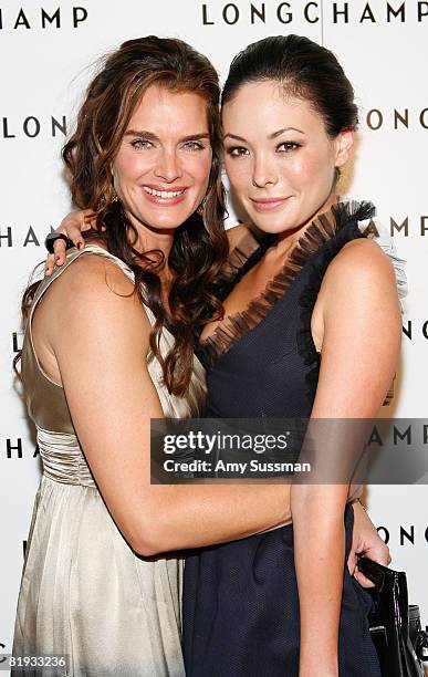 Actress Brooke Shields and actress Lindsay Price attend Longchamp's 60th Anniversary celebration at La Maison Unique Longchamp on July 14, 2008 in...