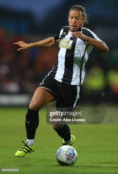 Alan Smith of Notts County in action during a pre-season friendly match between Notts County and Nottingham Forest at Meadow Lane on July 19, 2017 in...