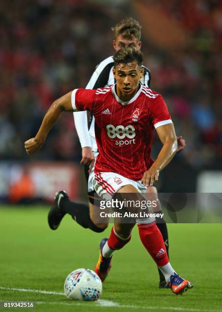 Tyler Walker of Nottingham Forest in action during a pre-season friendly match between Notts County and Nottingham Forest at Meadow Lane on July 19,...