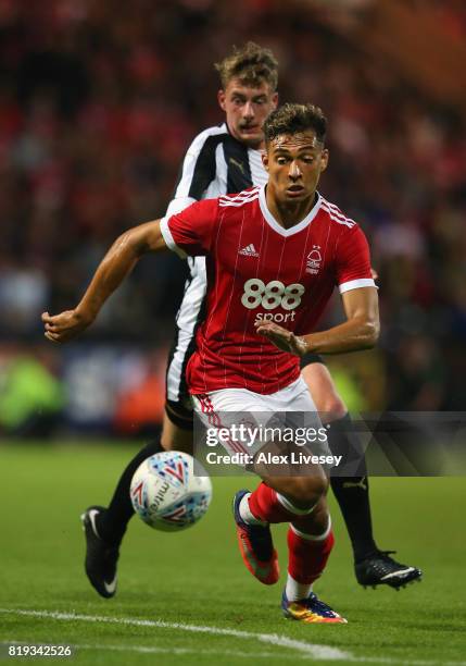 Tyler Walker of Nottingham Forest in action during a pre-season friendly match between Notts County and Nottingham Forest at Meadow Lane on July 19,...