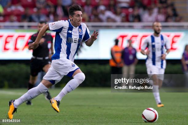 Hector Herrera of Porto runs for the ball during the friendly match between Chivas and Porto at Chivas Stadium on July 19, 2017 in Zapopan, Mexico.