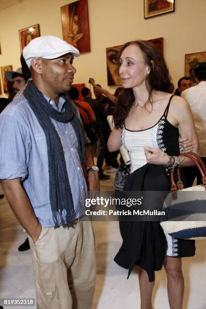 Spooky and Amy Guttman attend SHEPARD FAIREY "May Day" Exhibition Opening Reception at Deitch Projects on May 1, 2010 in New York.