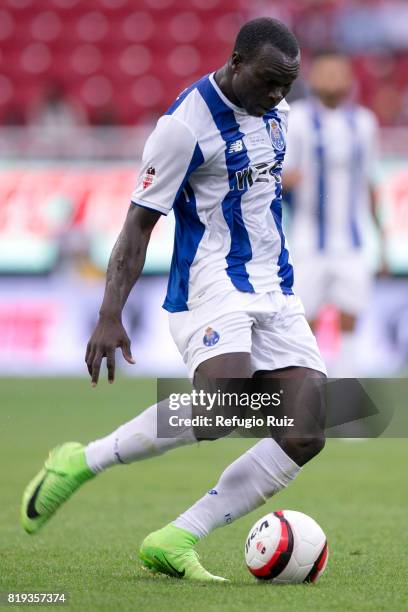 Vincent Aboubakar of Porto kicks the ball during the friendly match between Chivas and Porto at Chivas Stadium on July 19, 2017 in Zapopan, Mexico.