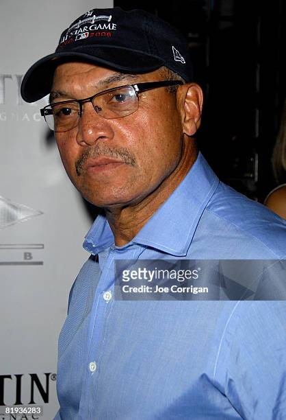 Major League Hall of Fame baseball player Reggie Jackson attends the 2008 MLB All-Star Week's Alex Rodriguez party at the 40/40 Club on July 14, 2008...