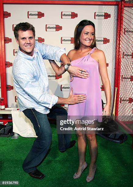 Jonathan Papelbon and wife Ashley attends Vitaminwater's MLB All-Star week celebration at Hudson Terrace on July 14, 2008 in New York City.