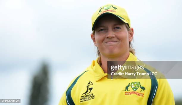 Meg Lanning of Australia reacts during the ICC Women's World Cup 2017 match between Australia and India at The 3aaa County Ground on July 20, 2017 in...
