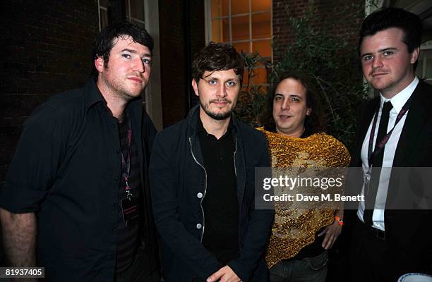 Boom Bip and Har Mar Superstar of Neon Neon attend the BT Total Broadband Launch Party at the In and Out, St James's Square on July 14, 2008 in...