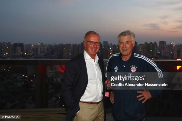 Carlo Ancelotti , head coach of FC Bayern Muenchen attends with Karl-Heinz Rummenigge, CEO of FC Bayern Muenchen the Audi Night 2017 at Wanda Reign...
