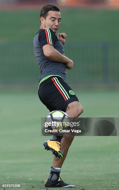 Erick Torres of Mexico controls the ball during the Mexico National Team training session ahead it's match against Honduras at Grand Canyon...