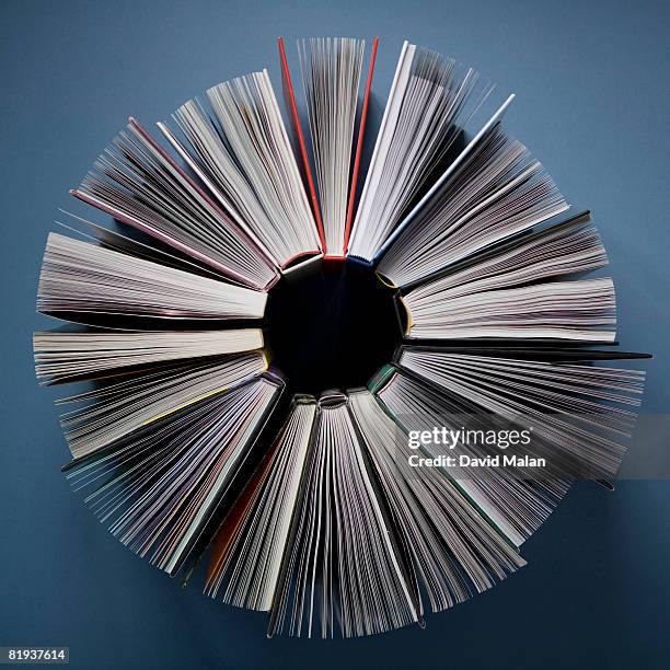 elevated view of books in a circle - literature books stock pictures, royalty-free photos & images