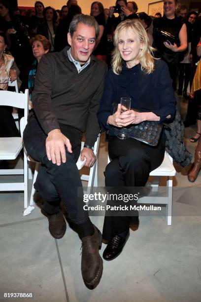 Paul Auster and Siri Hustvedt attend THE WOOSTER GROUP First Benefit Art Auction at Sean Kelly Gallery on March 15, 2010 in New York City.