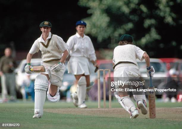 Action during the Women's Cricket World Cup match between England and Australia at Woodbridge Road, Guildford, on 26th July 1993. England won by 43...