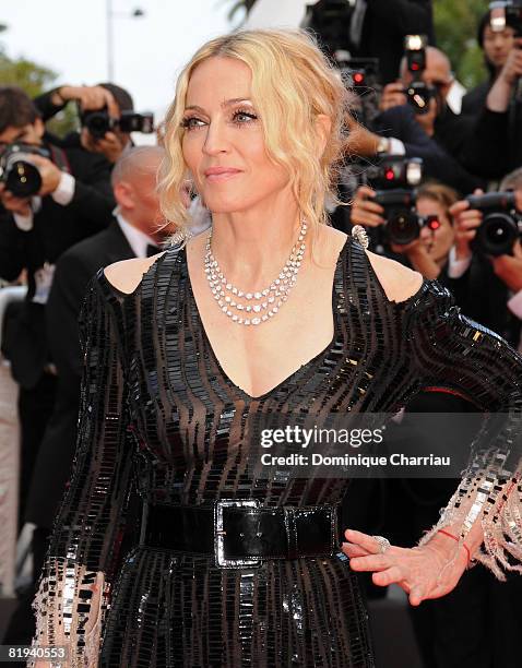 Singer Madonna attends the "I Am Because We Are" premiere at the Palais des Festivals during the 61st International Cannes Film Festival on May 21,...