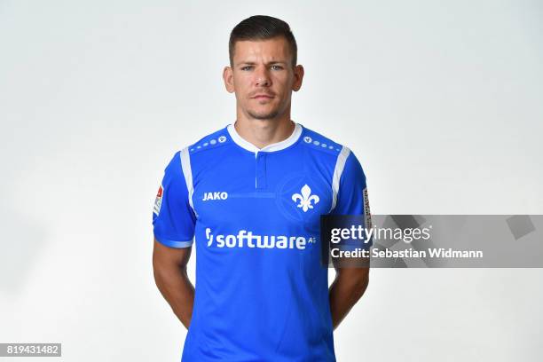 Roman Bezjak of SV Darmstadt 98 poses during the team presentation at Merck-Stadion am Boellenfalltor on July 20, 2017 in Darmstadt, Germany.