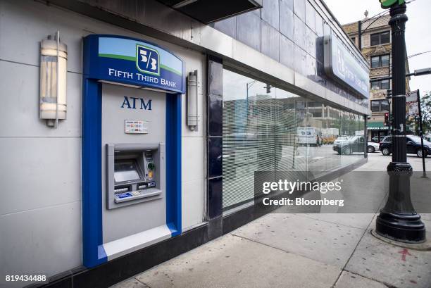 Fifth Third Bancorp automatic teller machine stands outside a bank branch in Chicago, Illinois, U.S., on Thursday, July 13, 2017. Fifth Third Bancorp...