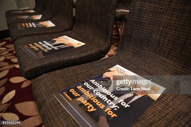 Copy of new Liberal Democrats leader Vince Cable's manifesto sits on a chair at the St Ermin's Hotel on July 20, 2017 in London, England. The Liberal...