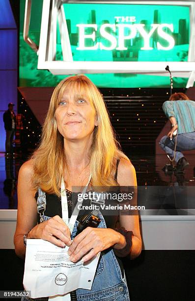 The executive producer Maura Mandt answers journalists during the preparation of the 2008 Epsy Awards at the Nokia Theater on July 15, 2008 in Los...