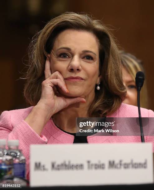 Kathleen Troia McFarland participates in her confirmation hearing to be Ambassador Extraordinary And Plenipotentiary Of The United States Of America...