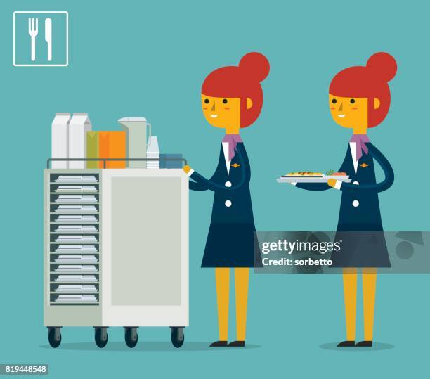 airline meal service - airplane tray stock illustrations