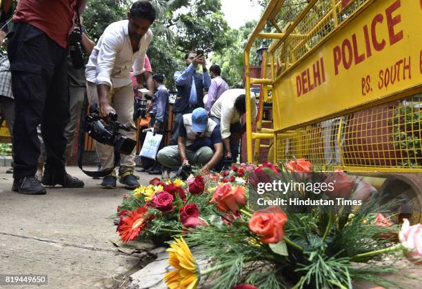Flowers for decoration at 10 Akbar Road where NDA presidential candidate Ram Nath Kovind is waiting for election result on July 20, 2017 in New...