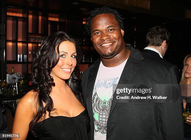 Professional Athlete Melvin Fowler poses with party goers at the 2008 MLB All-Star Week - Getty Images and Johnnie Walker Party at Tao on July 14,...