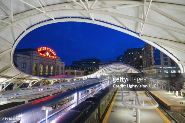 union station in downtown denver, colorado - denver stock pictures, royalty-free photos & images