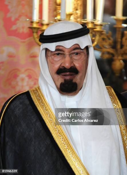King Abdullah Bin Abdelaziz Al Saud of Saudi Arabia is received July 15, 2008 at the Royal Palace in Madrid, Spain.