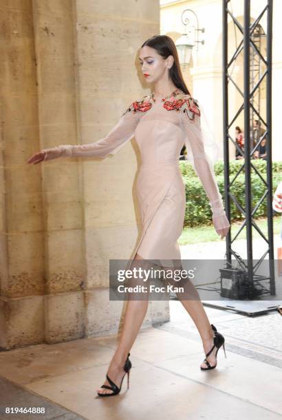 Model walks the runway during the Galia Lahav Haute Couture Fall/Winter 2017-2018 show as part of Haute Couture Paris Fashion Week on July 2, 2017 in...