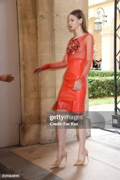 Model walks the runway during the Galia Lahav Haute Couture Fall/Winter 2017-2018 show as part of Haute Couture Paris Fashion Week on July 2, 2017 in...