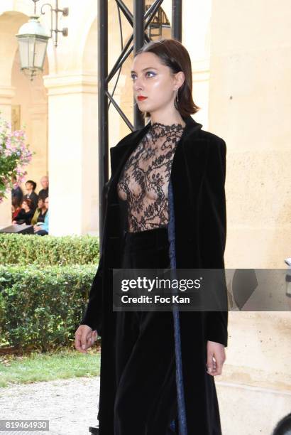 Model walks the runway during the Galia Lahav Haute Couture Fall/Winter 2017-2018 show as part of Haute Couture Paris Fashion Week on July 2, 2017 in...