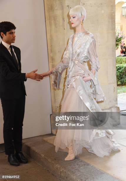 Model walks the runway during the Galia Lahav Haute Couture Fall/Winter 2017-2018 show as part of Haute Couture Paris Fashion Week on July 2, 2017 in...