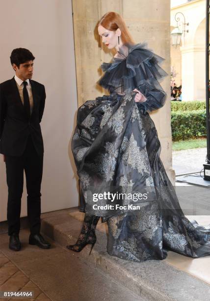 Model walks the runway during the Galia Lahav Haute Couture Fall/Winter 2017-2018 show as part of Haute Couture Paris Fashion Week on July 2, 2017 in...