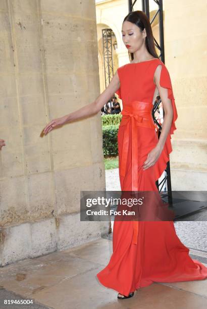 Model walks the runway during the Galia Lahav Haute Couture Fall/Winter 2017-2018 show as part of Haute Couture Paris Fashion Week on July 2, 2017 in...