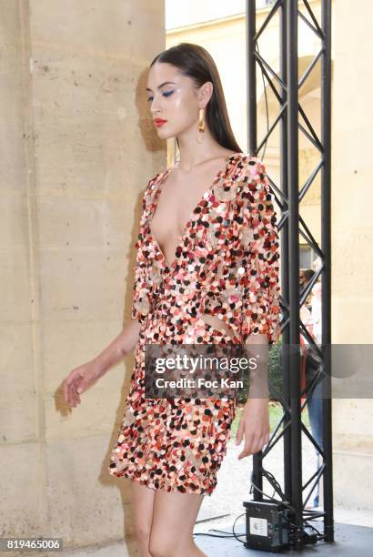 Model walks the runway during the Galia Lahav Haute Couture Fall/Winter 2017-2018 show as part of Haute Couture Paris Fashion Week on July 2, 2017 in...